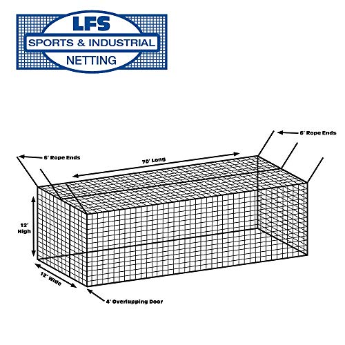 LFS Batting Cage Net – Baseball & Softball Netting for Indoor & Outdoor Training | UV Treated, Weather Resistant, Durable | Net Only – No Frame Included - size: #30, style: 12 x 12 x 70