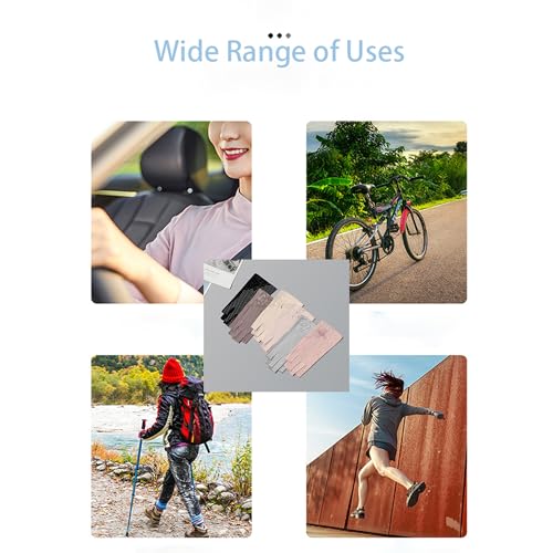 Women Pink Driving Ice-Silk Gloves Sun-UV-Protection Fingerless Gloves for Summer Hiking Cycling Running SPF Lace Glove