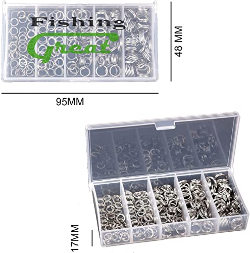 GREATFISHING 200PCS High Strength Heavy Stainless Steel Split Ring Lure Connector Swivels Snap with Fishing Pliers 30lb to 120lb Test - color: 200pc 5-9MM Ring With Plier