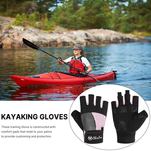 ChinFun Kayaking Gloves 3/4 Finger - Provide Cushioning and Protection, with Resistant Palm and Grip, Easy to Take on and Off, Perfect for Diving, Sailing, Kayaking - Men, Women, Youth - color: Pink, size: Small