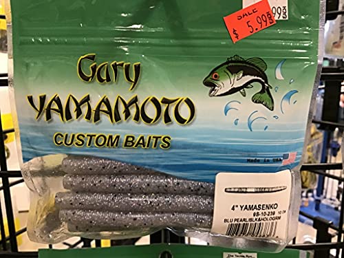 Yamamoto Senko Soft Plastic Worm Easy to Use Bass Fishing Stick Bait Lures - color: BLUE PEARL W/ BLACK & HOLOGRAM FLAKE, size: 4 Inch