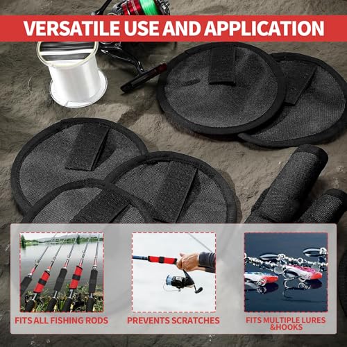 Fishing Hook Covers, 5.9 Inch Fishing Lure Covers, Lure Shield, Tackle Wraps for Most Fishing Rods,Roll Up Fishing Lure Wraps to Keep Fishermen Fishing Safe for Fishing Rod (Red) - size: 8pcs
