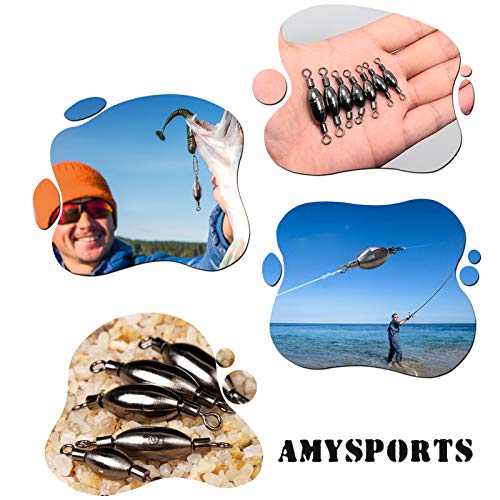 AMYSPORTS Saltwater Fishing Weights Swivel Bullet Sinkers Fishing Weight Brass Fishing Weights Freshwater Bass Sinker Weight with Swivel Rolling - size: Size14 (1/2oz.) 10pcs