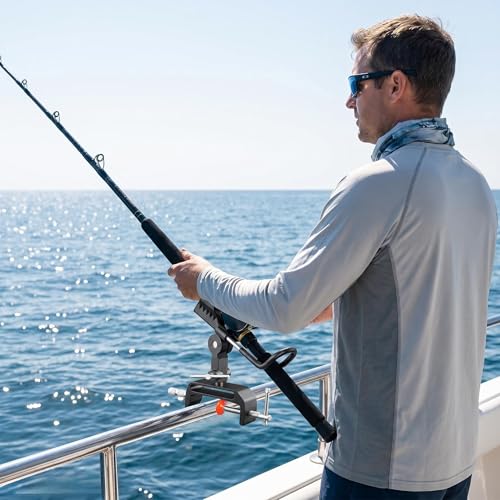 2 Pack Fishing Rod Holder for Boat,Clamp-On 2 Pack, 360° Adjustable, Fits 0.2"–3.1" Gunwales & Edges,Fishing Pole Holder for Boat for Yachts, Fishing Boats, Railings, and Riverbank Round Rails
