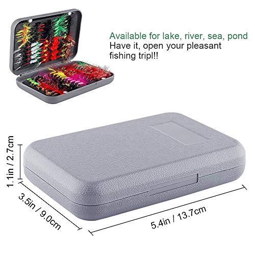 Handmade Fly Fishing Flies Kit Dry Fly Poppers Panfish 50/100pcs | Topwater Fly Fishing Lures Assortment Set Floating Baits for Bass Salmon Trout Bluegill with Free Tackle Box Organizer