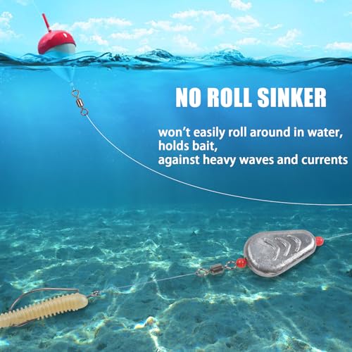 No Roll Sinker Fishing Weights, No Snag Flat Inline Catfish Sinkers Weights Saltwater Surf Fishing Rigs Catfishing Tackle - style: 0.5oz-10pcs