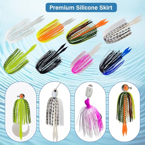Eupheng 12 Colors Silicone Jig Skirts Fishing Lure Skirt Replacement for Spinnerbaits Bass Buzzbaits DIY Squid Jig Spinner Bait Buzzbaits Accessories - color: 8PC 8879 Umbrella Skirt With Tail