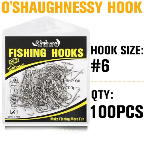 Dovesun Fishing Hooks Saltwater O'Shaughnessy Fishing Hooks 100/80/70/60/50pcs Stainless Steel Forged J Hooks Trolling Sea Bass Striper Cod Bluefish Striped Bass 1# 2# 4# 6# 1/0-8/0 - color: Size:6#*100PCS