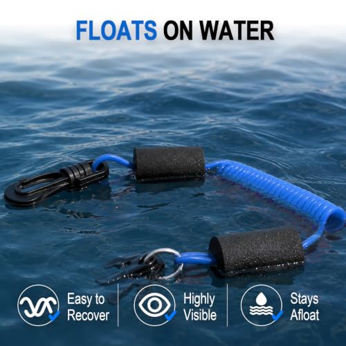 Floatable Boat Kill Switch Lanyard with Backup Key & Flotation Foam - color: Blue