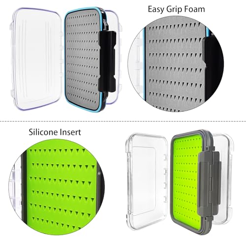 Aventik Silicone Fly Fishing Box Jig Box Waterproof Streamer flies Case Double Sided Clear Lid Storage Lure Case Saltwater Freshwater (L:7.32x4.56x1.57inch) - style: L:7.32x4.56x1.57inch