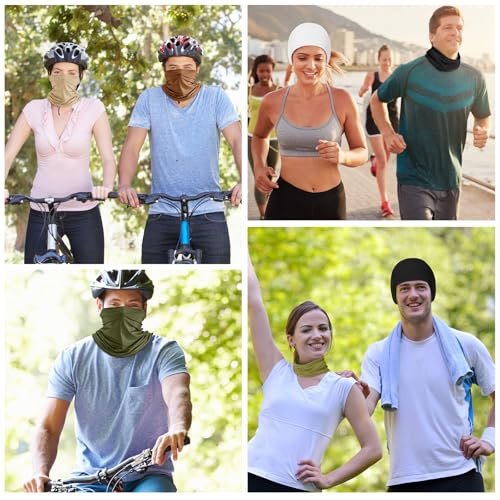 Geyoga Summer UV Protection Cooling Neck Gaiter | Sunscreen Breathable Face Scarf Bandana Mask Neck Gaiter for Outdoor Fishing Hiking Camping - color: Khaki