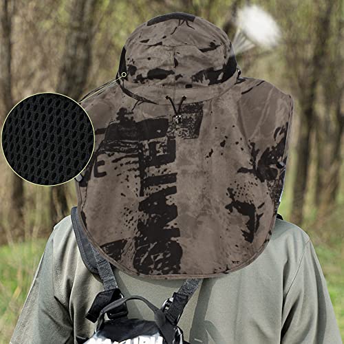 Unisex Outdoor Work Sunhat with Face Neck Flap UV Protection for Fishing Hiking Mountaineering Garden - color: Brown
