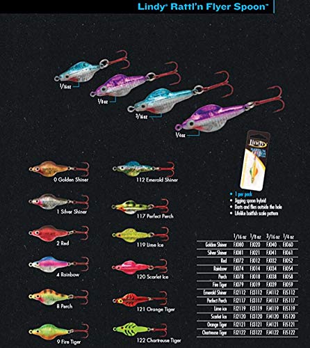 Lindy Rattl'N Flyer Spoon Hybrid Ice Fishing Lure Jigging Spoon - color: Perch, size: 1/8 oz