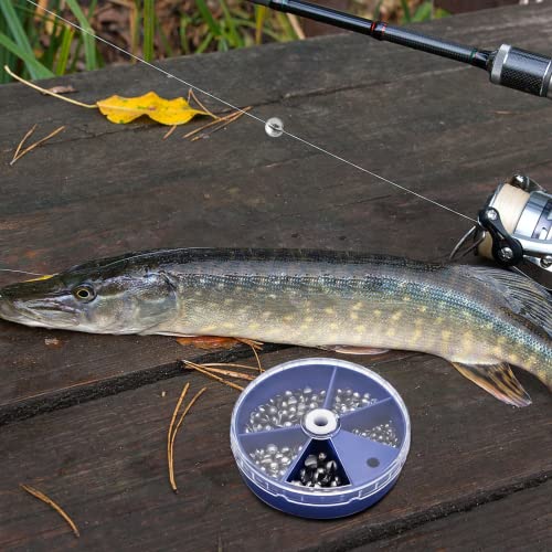 205pcs/117pcs Fishing Weight Sinker 5 Sizes/6 Sizes Lead Weights Round Split Shot Sinker Drop Lead Weights No-Roll Olive Heart Removable Fishing Line Sinkers Kit - color: A-round sinkers 205pcs 5sizes