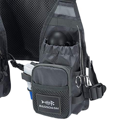 BASSDASH FV08 Ultra Lightweight Fly Fishing Vest for Men and Women Portable Chest Pack - color: Grey