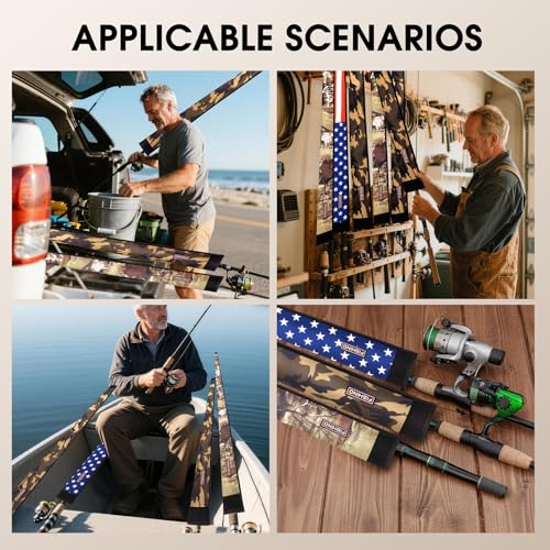 Neoprene Fishing Rod Sleeve, 6ft-8ft Floating & Puncture Resistant Rod Sock | Protective Cover for Casting, Spinning, Trolling Fishing Poles - color: National flag, style: Casting(2.56" opening)