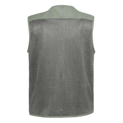 Mesh Breathable Vest for Men Fashion Lightweight Sleeveless Coats with Pockets Hiking Fishing Travel Outfits - color: Army Green, size: 5X-Large