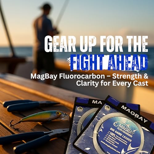 MagBay Lures 100% Pure Fluorocarbon Leader Line - Saltwater & Freshwater Invisible Fluorocarbon Fishing Leader Line, Strong Performance 150, 130, 100, 80, 60 & 40 lbs 33 Yard - size: 100lbs