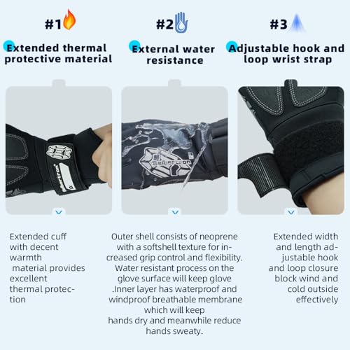 Seibertron S.P.S.G-2 UPF100+ Sun/UV Protection Fishing Adult & Youth Glove - color: Winter-Black, size: XXL Adult