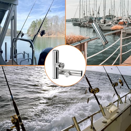 2 Pack Fishing Rod Holders for Boat Rail Mount, Stainless Steel Clamp on Rod Holder for Marine Boat, Fishing Boat, Pontoon, Jon Boat - style: Fit Rail 7/8" - 1" Upgrade