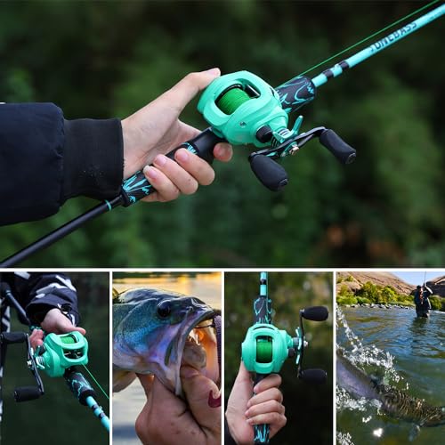 One Bass Fishing Rod and Reel Combo, IM6 Graphite 2Pc Blank Baitcasting Combo with SuperPolymer Handle