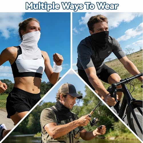 UPF 50+ Breathable Neck Gaiter, Adjustable Quick Dry Neck Gaiters for Men & Women Sun Protection Face Mask for Fishing - color: 2black+2white