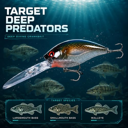 Deep Diving Crankbait Fishing Lure | 12-15ft Bottom Bumping | 0.72oz 4.9in Hard Bait for Bass & Walleye - color: color2