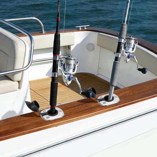 304 Stainless Steel Boat Fender Holder, Adjustable Flush Mount Rod Holder Insert for Fender Lines, 15° Marine Fender Cleat for Pontoon, Yacht, Docking