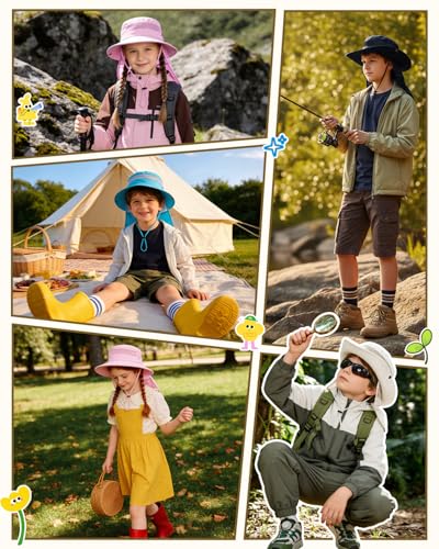 Century Star Kids Sun Hat with Detachable Neck Flap,UPF 50+ Windproof Waterproof Beach Bucket Hat Outdoor Fishing Safari - color: Sky Blue