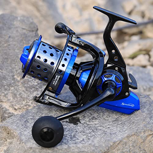 Sougayilang Spinning Reels 10000 Series Surf Fishing Reels, Ultra Smooth Powerful with CNC Aluminum Spool, Inshore & Offshore Saltwater Fishing - color: Blue- SFL10000