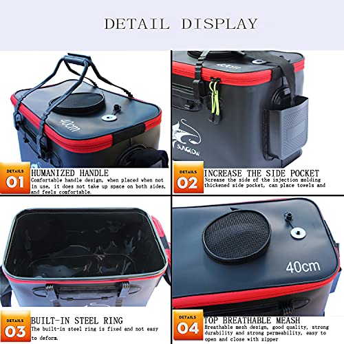 Grneric Fishing Bucket, 6Gallon/8Gallon/10Gallon Foldable Fish Bucket,Live Fish Container Multi-Functional Live Fish Bait Bucket,Outdoor Camping EVA Fishing Bag and Fish Protection Bucket - color: 23l/6gallon(black)