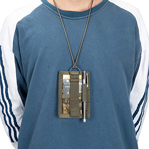 EXCELLENT ELITE SPANKER Tactical ID Card Holder Adjustable Neck Lanyard Key Ring Loop Patch Badge Holder and Credit Card Organizer (Ranger Green) - color: Ranger Green
