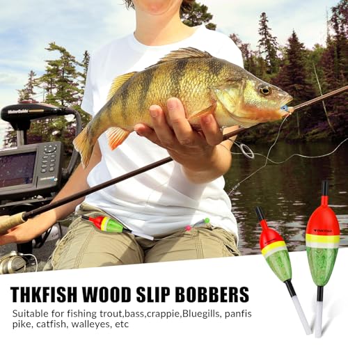THKFISH Fishing Floats Balsa Wood Slip Bobbers, Fishing Bobbers Stick Slip Bobber for Fishing Crappie Bluegill Trout Bass Panfish Catfish Walleye 5PCS - color: Red, size: 1#:1in *5pcs