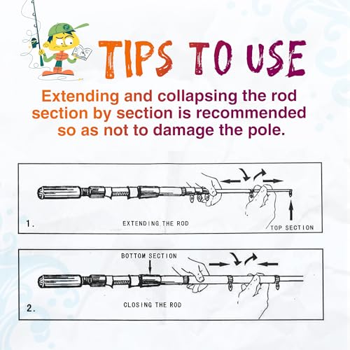 Kids Fishing Pole, Telescopic Fishing Rod, Toddler Collapsible Fishing Rod and Reel Combo with Tackle Box, Fishing Line, Bobber, and Soft Lures for Boy, Girl, Youth, Beginner, Over 4 Years Old - color: pink+orange