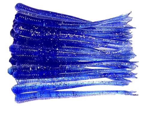 20 Pcs 4-1/2" Drop Shot Finesse Worms (Scent, Float), Soft Plastic Worms, Bass Fishing Worms - color: Blue Back Herring