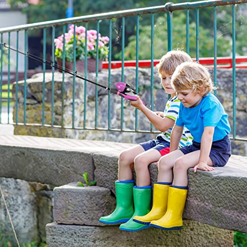 Urban Deco Kids Fishing Pole Set Portable Telescopic Kids Fishing Rod and Reel Combo Kit with Tackle Box for Beginners, Boys,Girls,Youth,Children - color: Pink
