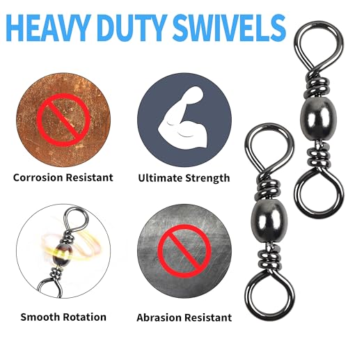 Barrel Swivels Stainless Steel Fishing Swivel Brass Black Nickle Barrel Fishing Swivel Solid Ring Fishing Tackle Line Connector Freshwater Rolling Swivels 35lb-165lb - size: #10 (35lb) 100pcs