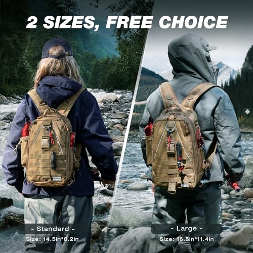 Ghosthorn Fishing Backpack with Tackle Boxes Fish Lip Gripper Pliers Lures Waterproof Tackle Bag with Rod Holder Fishing Gear - color: Khaki, size: Standard
