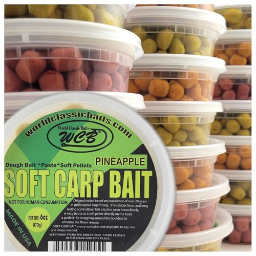 WCB Carp Baits Fishing Dough Bait Paste Soft Pellets - Soft Carp Bait - Ideal for Carp and Catfish Fishing - style: Flavor: Pineapple