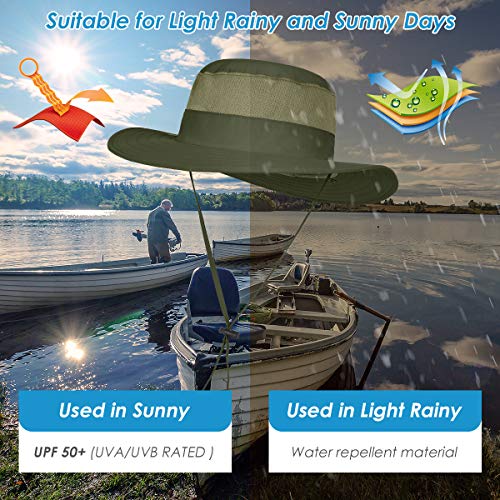 IYEBRAO Mens Outdoor Sun Hat with Face Neck Flap UV Protection Wide Brim Fishing Hat for Hiking Safari Gardening UPF 50+ - color: 2 Pack-dark Gray&army Green