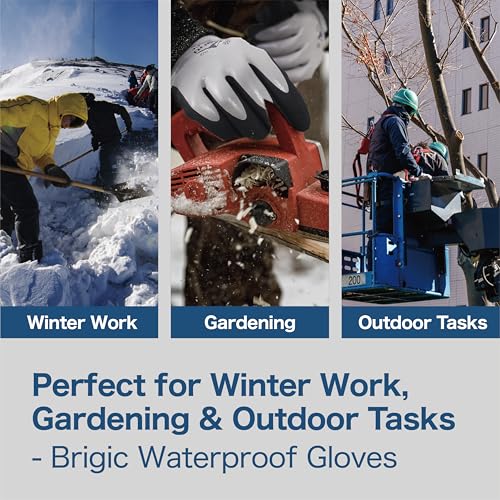 Waterproof Weatherproof Winter Work Gloves, Gray, Ideal for Gardening & Outdoor Tasks - size: Medium