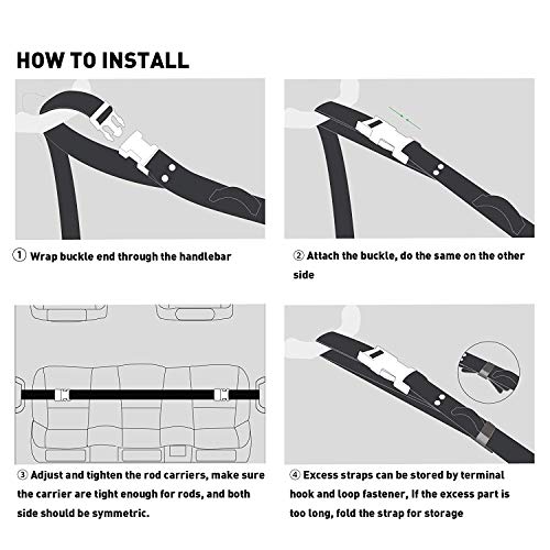 2 Pack Vehicle Fishing Rod Holder for Car 5 Rod Capacity Adjustable 86.6 Inches Length Easy Install Fishing Car Rod Carrier Belt Strap for SUV Wagons Van