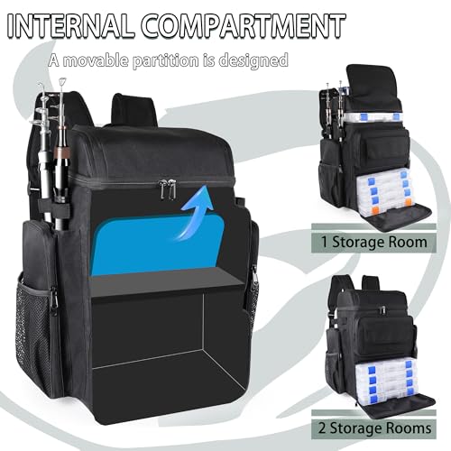 Fishing Backpack with 4 Tackle Boxes, 45L Large Tackle Backpack for Fishing,Camping,Hiking,Black - color: Black(with 4 Boxes)