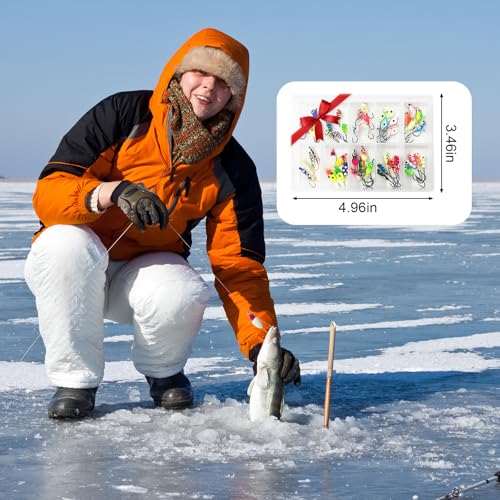 50PCS Ice Fishing Lures Kit, Ice Fishing Jigs for Walleye Perch, Jigs Heads for Ice Fishing Tackle, Panfish Crappie Perch Sunfish Pike bluegills Jigs