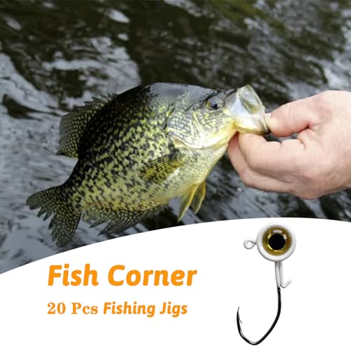 Crappie Jigs,20Pcs Crappie Jig Heads Fishing Jigs for Bass Fishing 1/32oz,1/16oz,1/8oz - color: White, size: 1/32oz