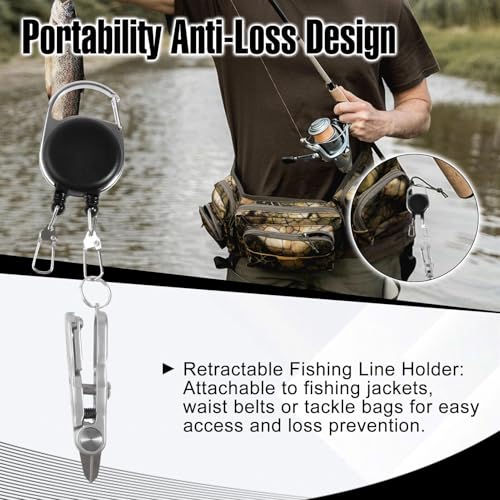 SPEEDWOX 3-in-1 Fishing Line Scissors with Retractors and Knot Tying Tool Accessories Zinc-Aluminum Alloy Stainless Steel Blade Fishing Tool for Cutting Mono and Fluoro Lines with Storage Box