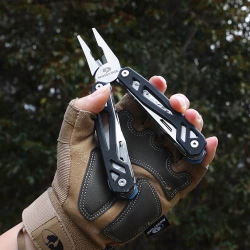 MOSSY OAK Multitool, 21-in-1 Stainless Steel Pocket Knife with G10 Handle, Screwdriver Sleeve, Self-locking Pliers with Sheath-Perfect for Outdoor, Survival, Camping, Hiking, Simple Repair - color: 21-in-1, Black