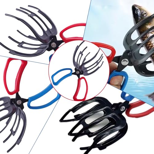 2 PCS 3 Claw Fish Gripper, Metal Fishing Pliers Gripper, Fish Control Clamp Claw Tong Grip Tackle Tool, Multi 3 Teeth Fishing Pliers for Most Freshwater Fish Grip Tackle Holder - color: 3 Claw+2 Claw
