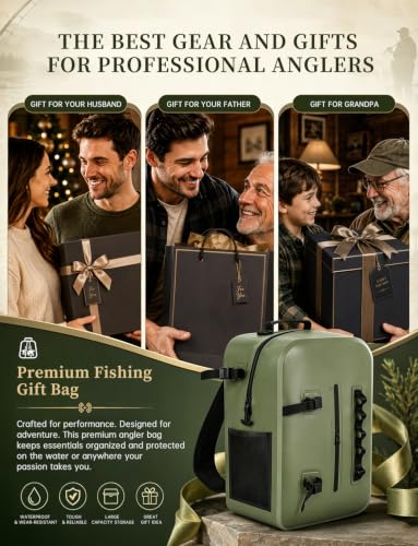 Floating Fishing Backpack IP68 Waterproof Submersible Zipper, Tackle Backpack Fits 2-3 3700 Tackle Boxes, 840D PVC Tackle Backpack with 3 Rod Holders, Fishing Accessories Gift for Men & Women