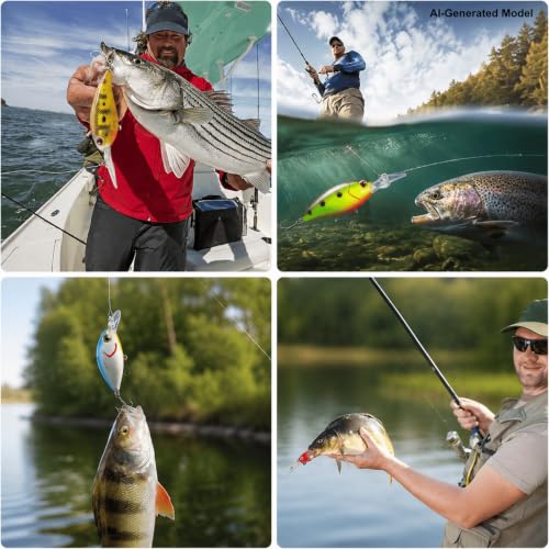 Crank Baits for Bass Fishing,17PCS Deep Diving CrankBaits with Storage Box | Realistic Crankbaits for Freshwater Fishing, Bass Lures for Trout Pike Walleye Lake River Fishing Gift